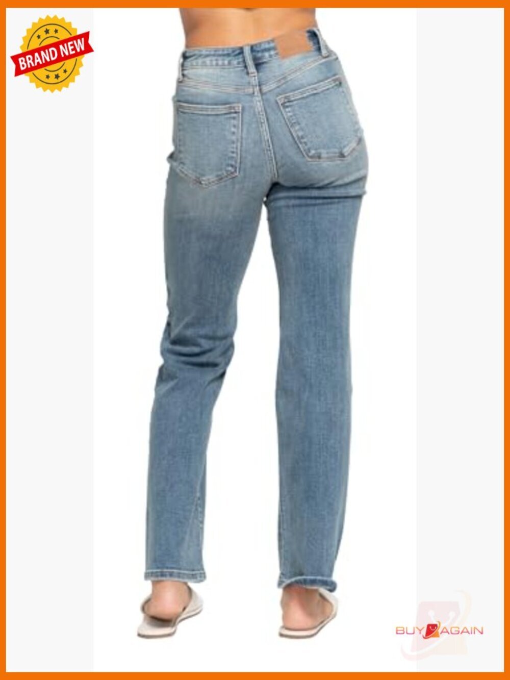 High waisted straight jeans with destroyed detail - Picture 2 of 5